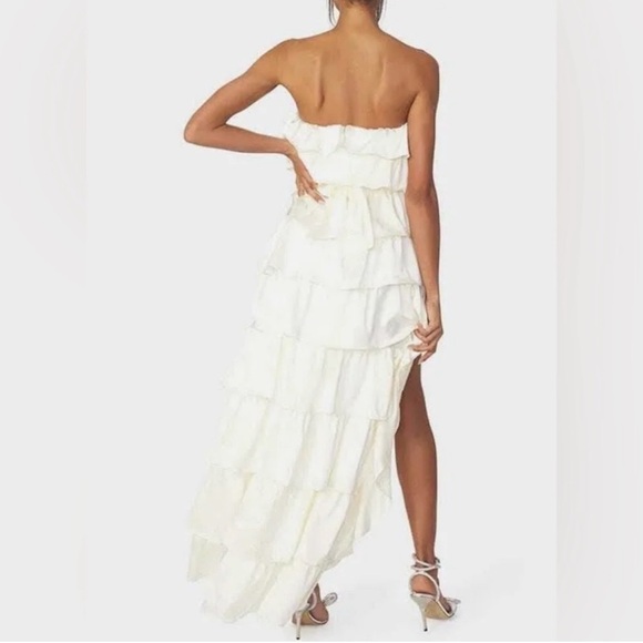 WeWoreWhat Strapless Cream Ruffle Dress - Picture 3 of 4